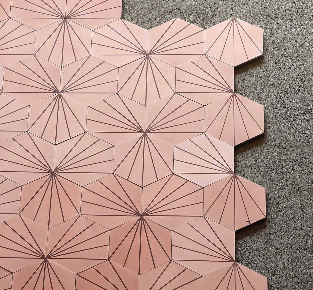 marrakech design cement tiles in guava and maroon